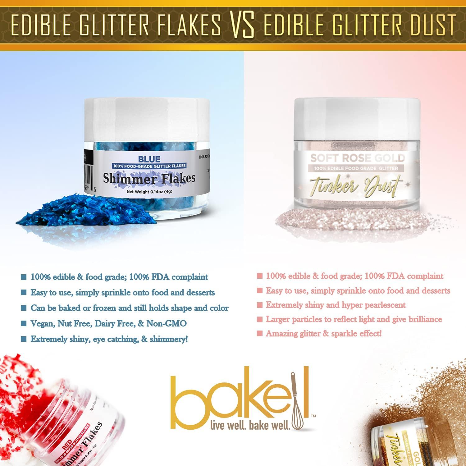 Bakell BAKELL Edible Glitter Flakes | Vegan Orange Edible Shimmer Flakes | KOSHER Certified | Halal Certified | 100% Edible & Food Grade | Cakes, Cupcakes, Decoration (Orange, 50g)
