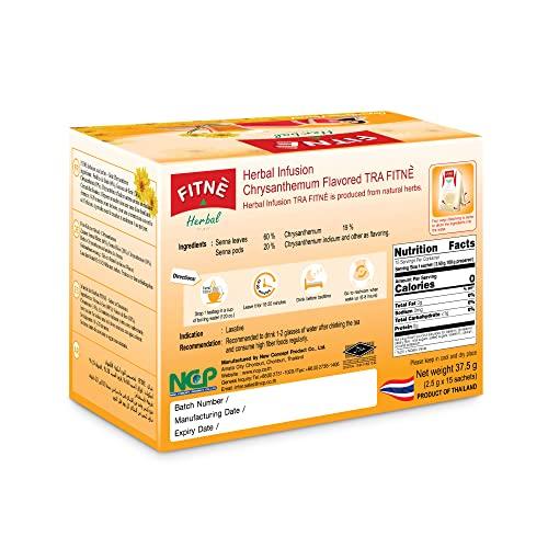 FITNÈ FITNE Chrysanthemum Herbal Tea Senna Infusion Smooth Mild Soothing Beverage Natural Gentle Detox Cleanse No Calories Caffeine Free, 15 Tea Bags