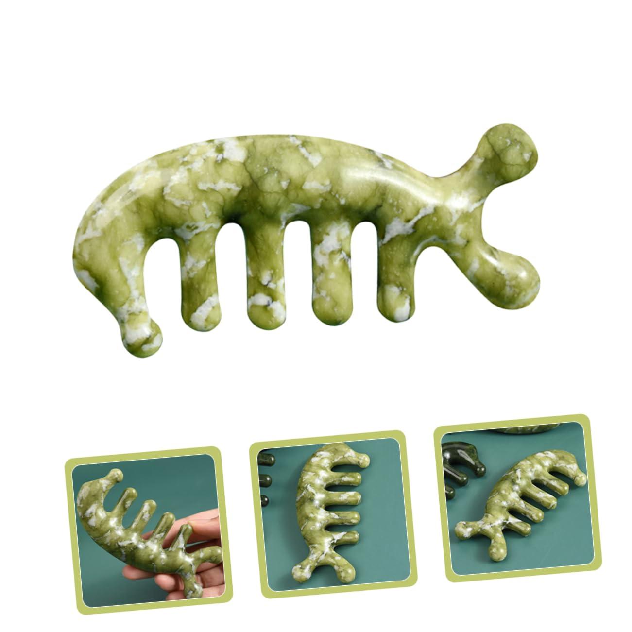 Healeved Healeved Jade Massage Comb Trigger Twist Hair Comb Tooth Sebum Comb Acupoint Jade Comb Scrubber Pet Head Scalp Cordless Bristle Blow Dryer Comb Attachment Manual Face Brush Skin Stick Green