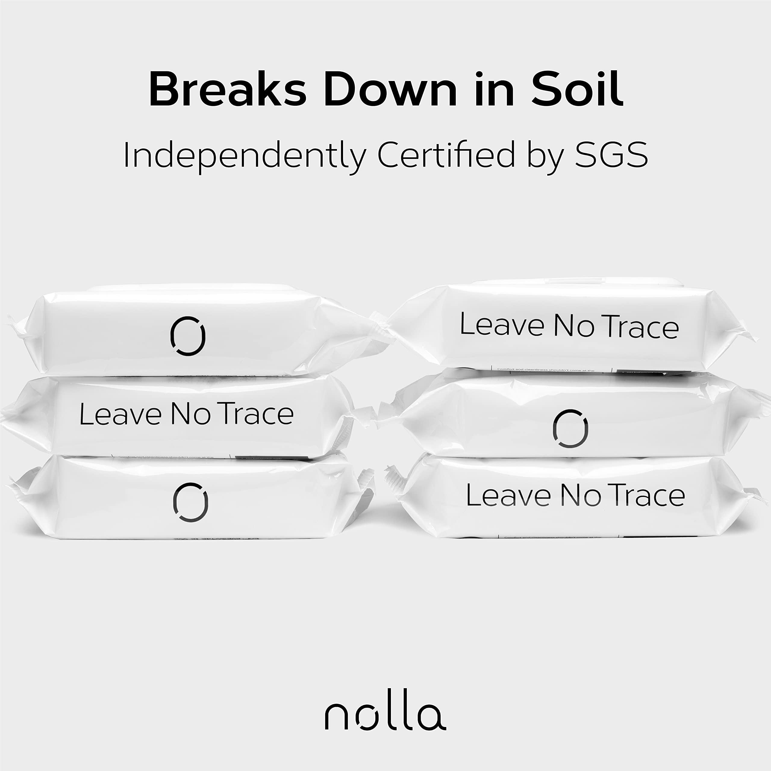 Nolla Nolla Flushable Wipes | 100% Plant-Based and Biodegradable - Soft, Unscented + Soothing Aloe and Vitamin E - For Adults and Kids 600 Count (10 Packs of 60)