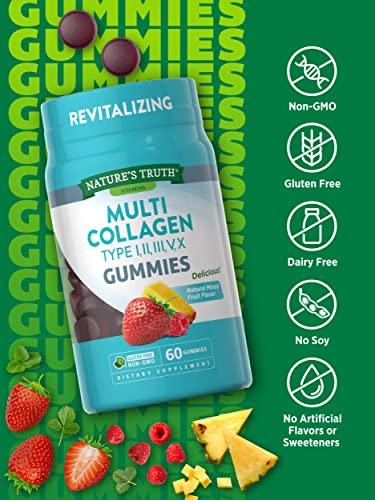 Nature\'s Truth Nature\'s Truth Multi Collagen Gummies | Type I, II, III, V, X | 60 Count | Non-GMO & Gluten Free Complex Supplement | Mixed Fruit Flavor