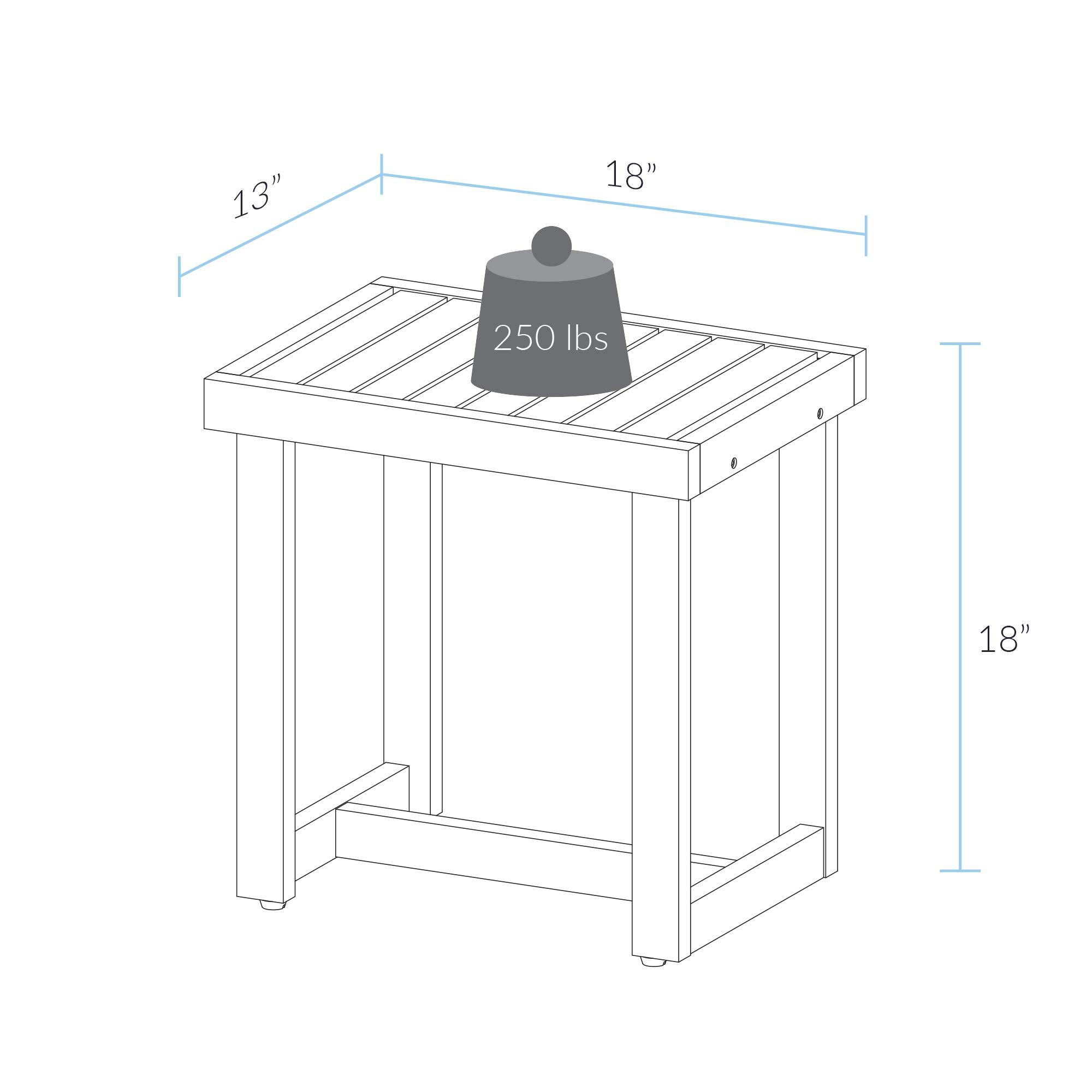 American Trails American Trails 18" Solid White Shower Bench, Natural Oak