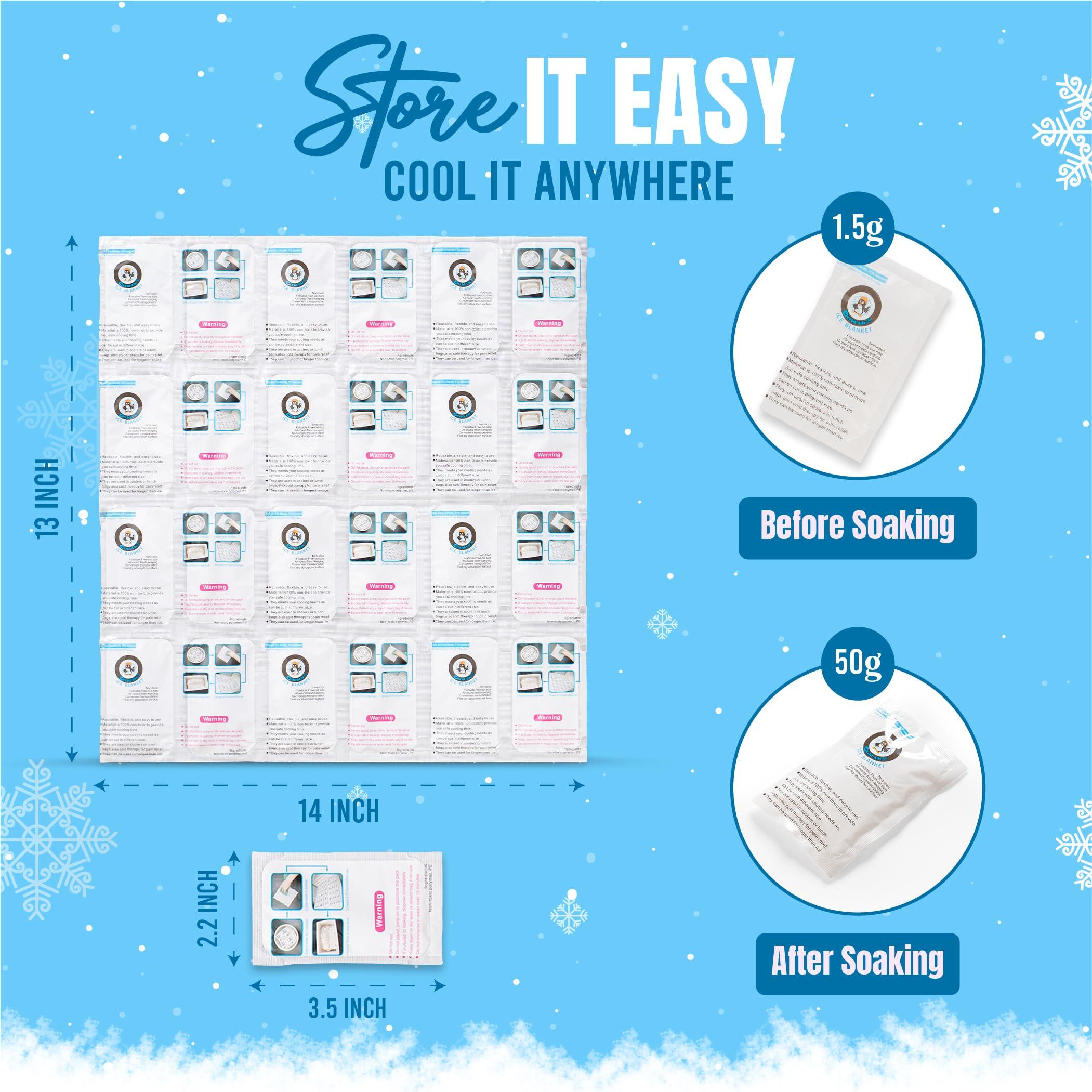 WORLD-BIO Shipping Cold Packs Dry Ice for Shipping Frozen Food, Flexible Cold Ice Pack Sheets for Coolers, Long Lasting Freezer Ice Packs 14\'\' X 13\'\' 144Cells