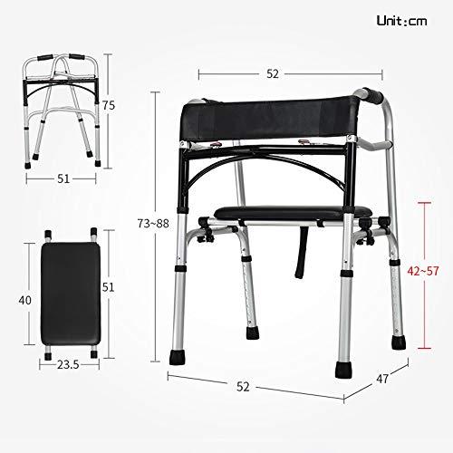 Bseack Bseack Rollator Walker Folding Travel Walker for Seniorswith Wheels Compact Walker Adjustable Hight with Handbrake Aluminum Walking Frame (Color : Standard)