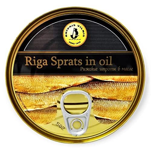 Brivais Vilnis Brivais Vilnis Riga Smoked Sprats in Oil, Product of Lativa, Kosher, 5.6 oz, 160 grams, Pack of 6