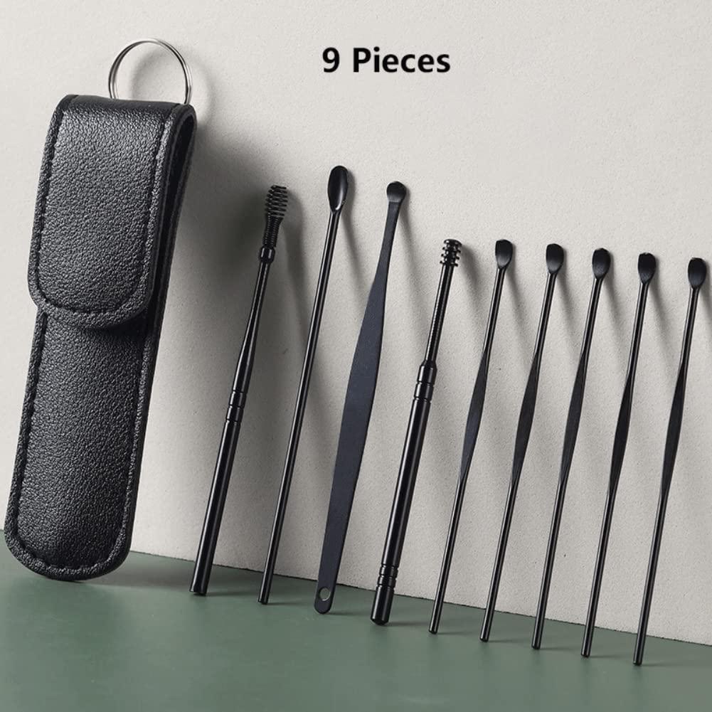 DCYEQRQ DCYEQRQ Ear Wax Removal Kit Ear Cleaning Kit Ear Wax Cleaner Tool Set Ear Wax Remover Tool Ear Tool Set Ear Remover Tool with Storage Bags 9 PCS Ear Pick (A)
