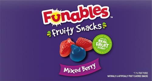 Funables Funables Fruit Snacks, Mixed Berry Fruit Flavored Snacks, 0.8 ounce Pouches (Pack of 80)