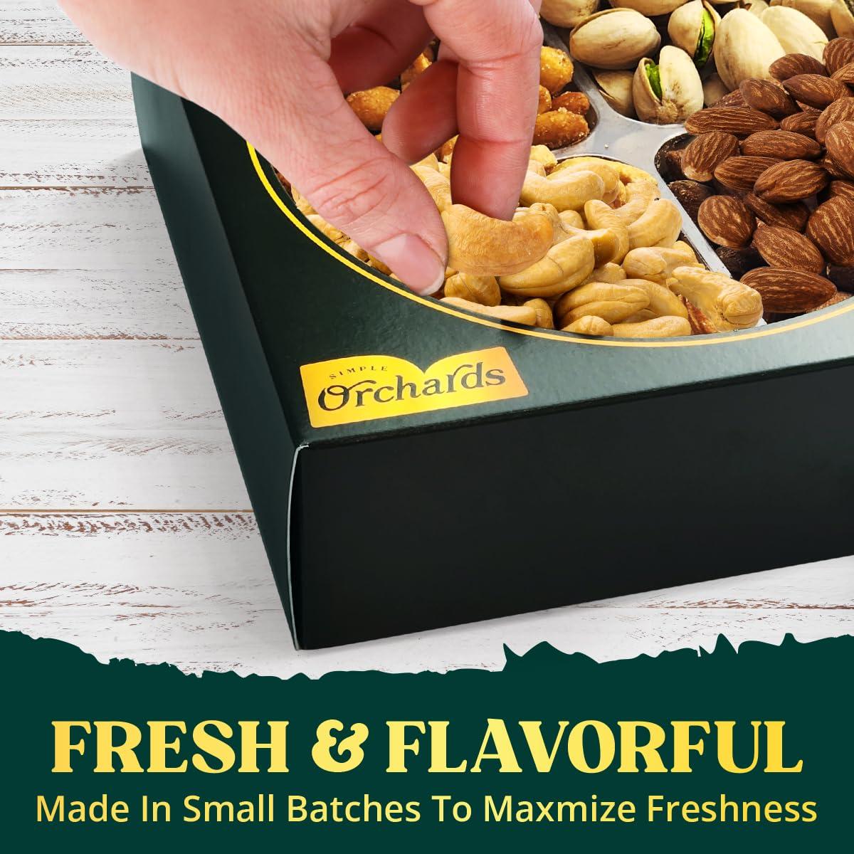 Simple Orchards Nuts Gift Basket - Gift Basket of Cravings Gourmet Nuts Collection, Healthy Kosher Snacks, Premium Mixed Nuts Gift Box Bouquet Platter Perfect for Holiday Gifts.