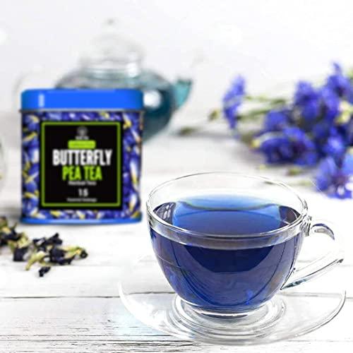 BLUE TEA BLUE TEA – Combo - Butterfly Pea Flower Tea (30 Tea Bags) + Butterfly Pea Flower Tea (15 Tea Bags) – Herbal Tea - Gluten Free – Eco-Conscious Packaging