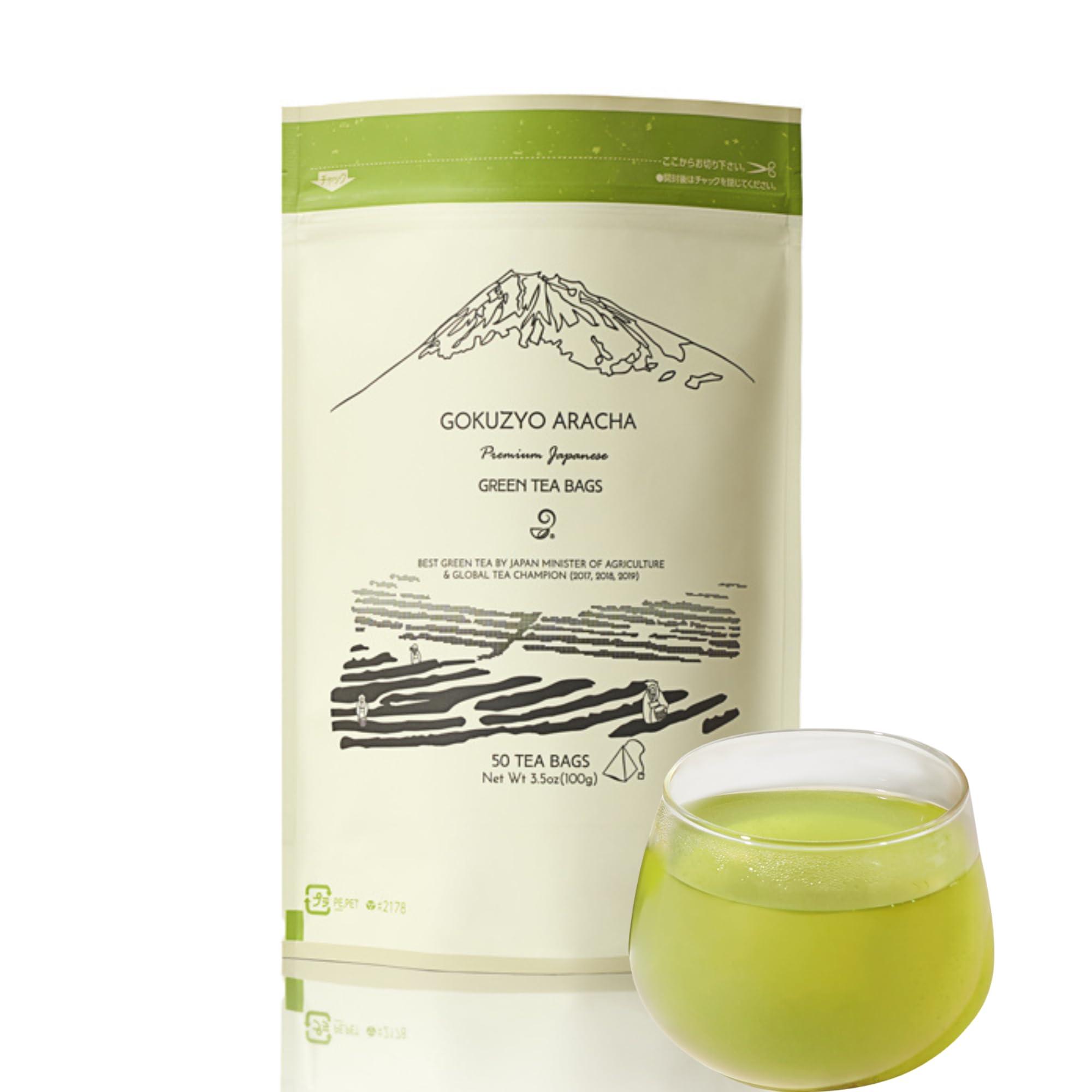 JAPANESE GREEN TEA CO. HARVESTED WITH IN JAPAN Japanese Green Tea Co. Aracha Gokuzyo Japanese Green Tea (50 Pack) Highest-Grade Deep Steamed Sencha Organic Japanese Crude Tea with Intense Aroma and Taste