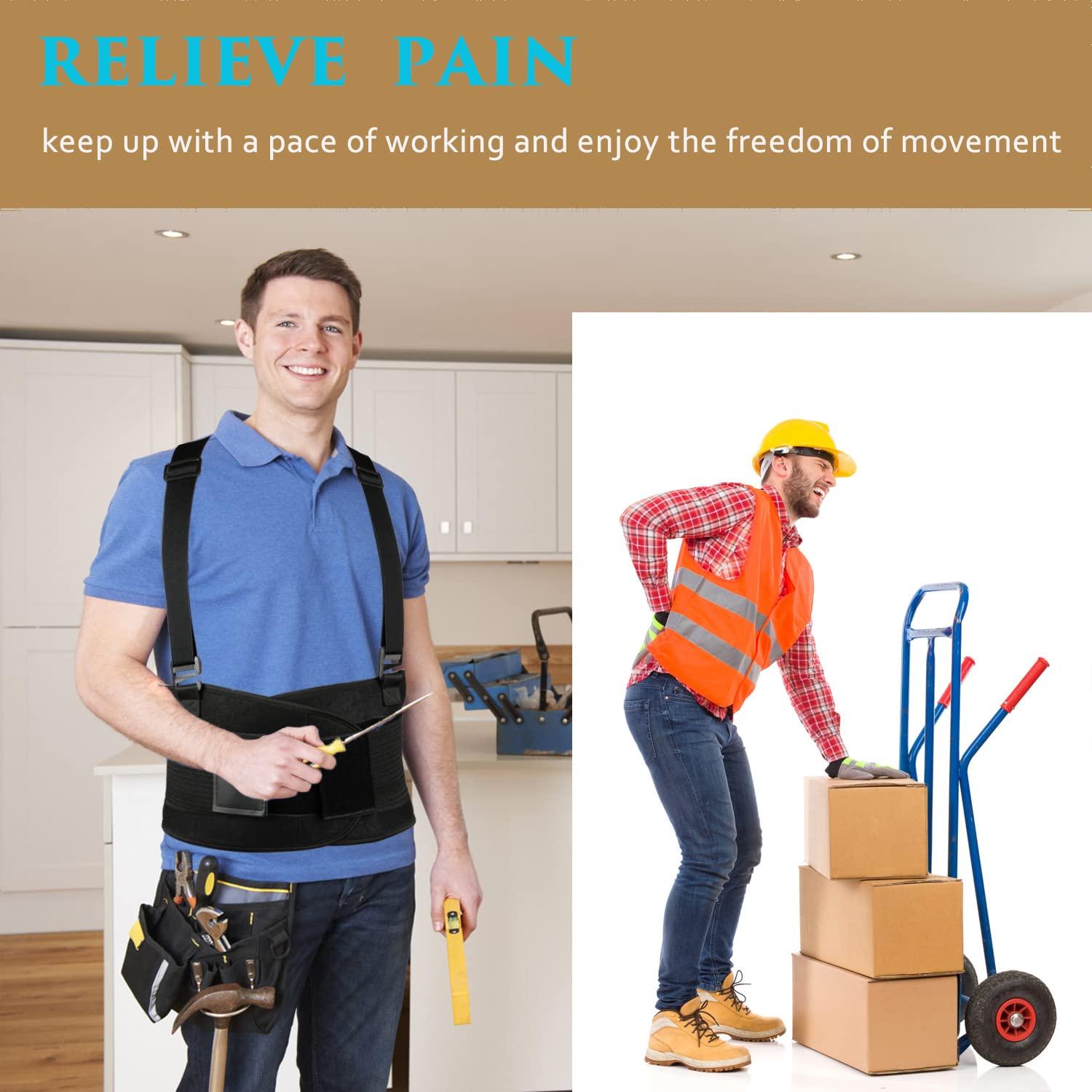 KLEUET Back Brace for Lower Back Pain Relief - Back Support Belt for Women and Men,Adjustable Removable Suspender Straps,Lower Back Belt for Heavy Lifting Work,Moving and Warehouse Jobs XL/2XL(37\"-45\")