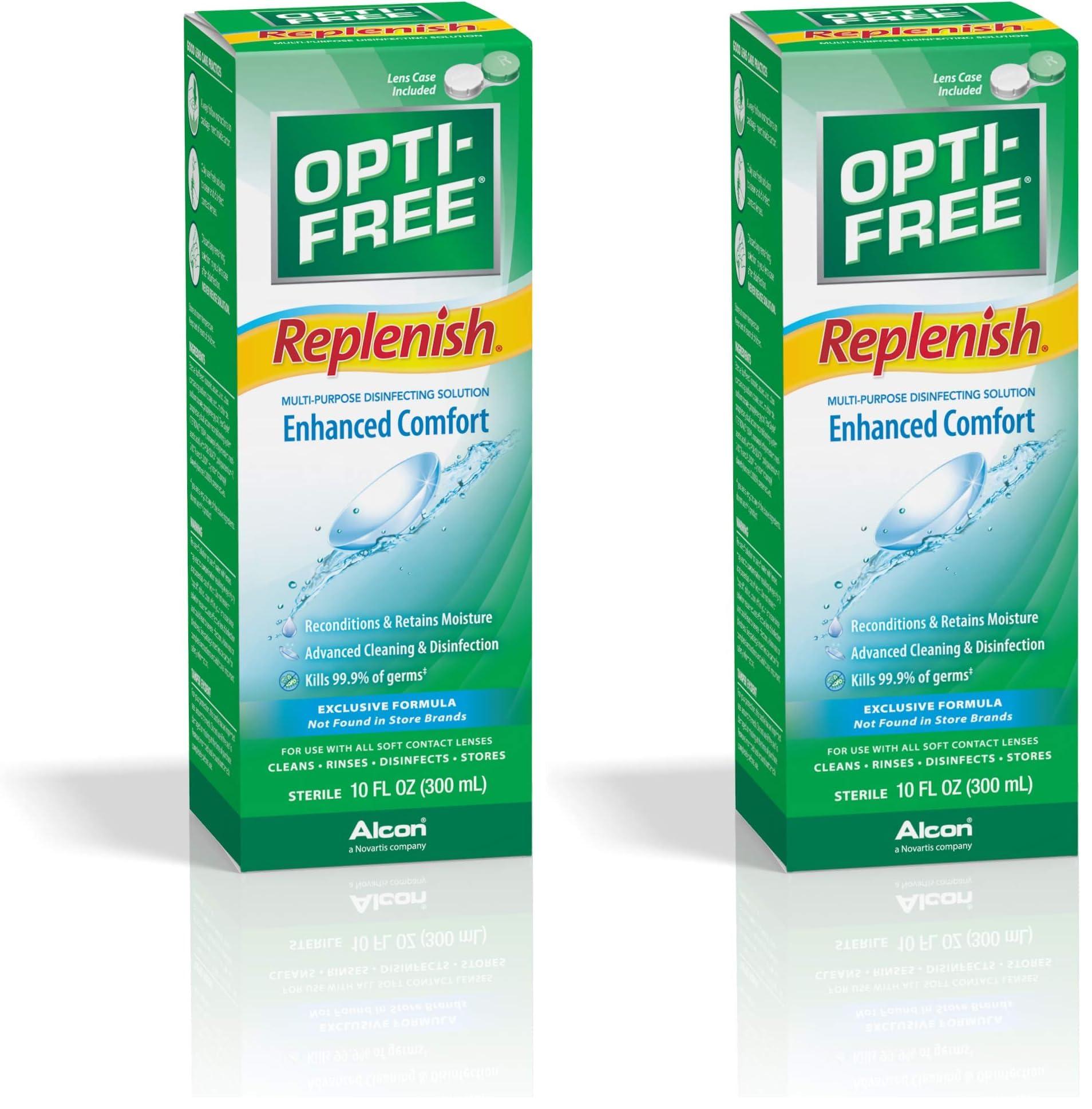 Opti-Free Opti-Free Replenish Multi-Purpose Disinfecting Solution with Lens Case, 10 Fl Oz (Pack of 2)