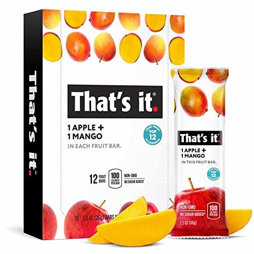 That\'s it. Thats it. Variety, 100% Natural Real Fruit Bar, High Fiber Vegan, Gluten Free Healthy Snack, Paleo for Children & Adults, Non GMO No Added Sugar, (Mango, Cherry, Banana) (36 Pack)