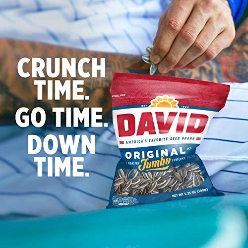DAVID Seeds DAVID Seeds Original Salted and Roasted Jumbo Sunflower Seeds, Keto Friendly Snack, 5.25 OZ Bags, 12 Pack