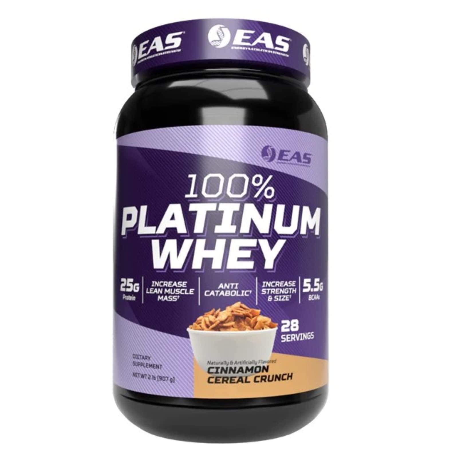 EAS EAS 100% Platinum Whey Protein | 3 Ultra-Platinum Whey Proteins | Increase Size & Strength | 25g Protein, 5.5g BCAAs | 2 Pound (Cinnamon Cereal Crunch)