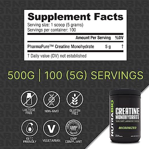 NutraBio NutraBio Creatine Monohydrate, Unflavored, 500g and Whey Protein Isolate, Unflavored, Supplement Bundle - Muscle Energy, Lean Muscle Growth, Recovery, and Strength