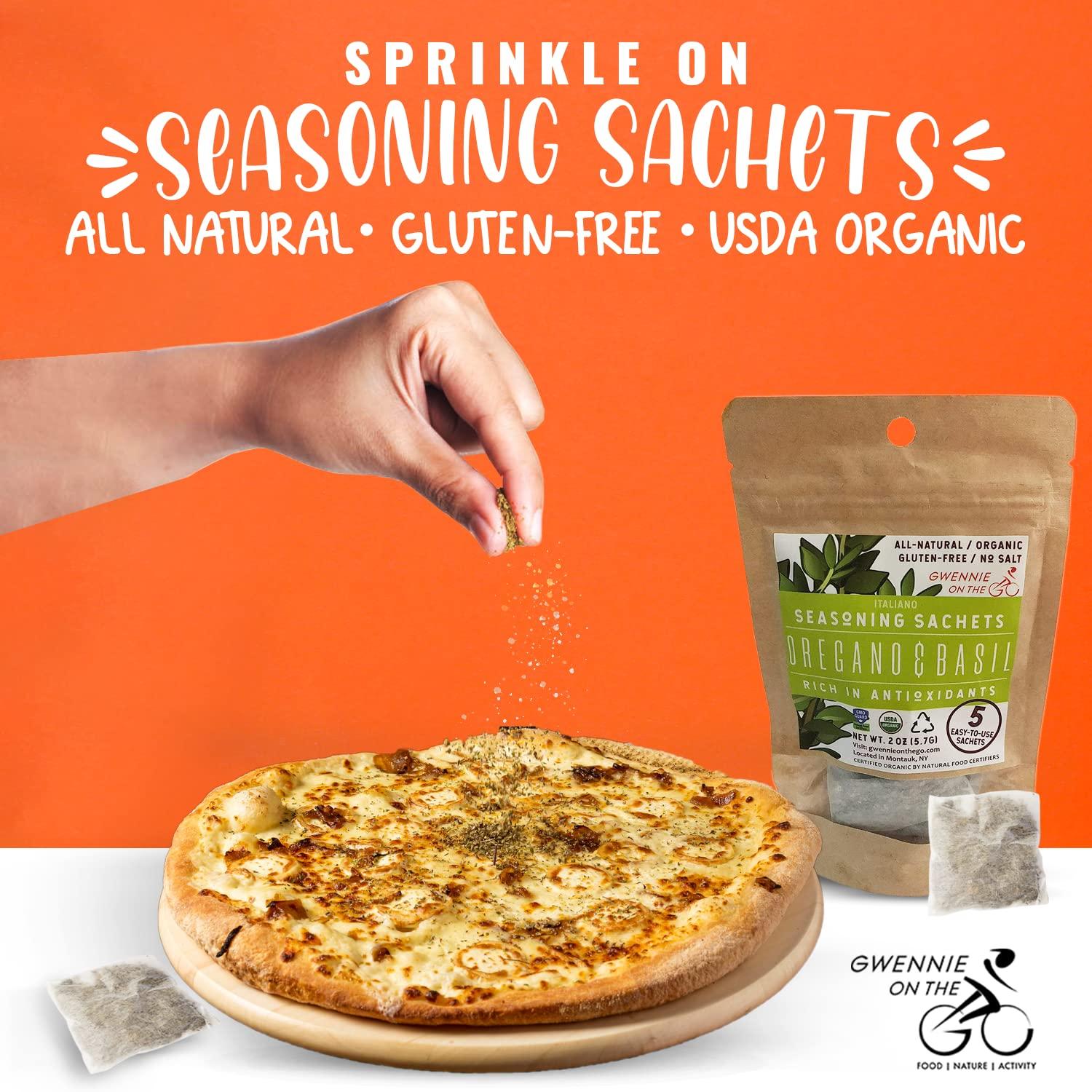 Gwennie on the GO Gwennie on the GO – Seasoning Sachets | Oregano & Basil | Certified Organic | Gluten- Free | Resealable Pouch | Seasoning Mix Packets for Soups & Sauces | 2 Pack | 2oz