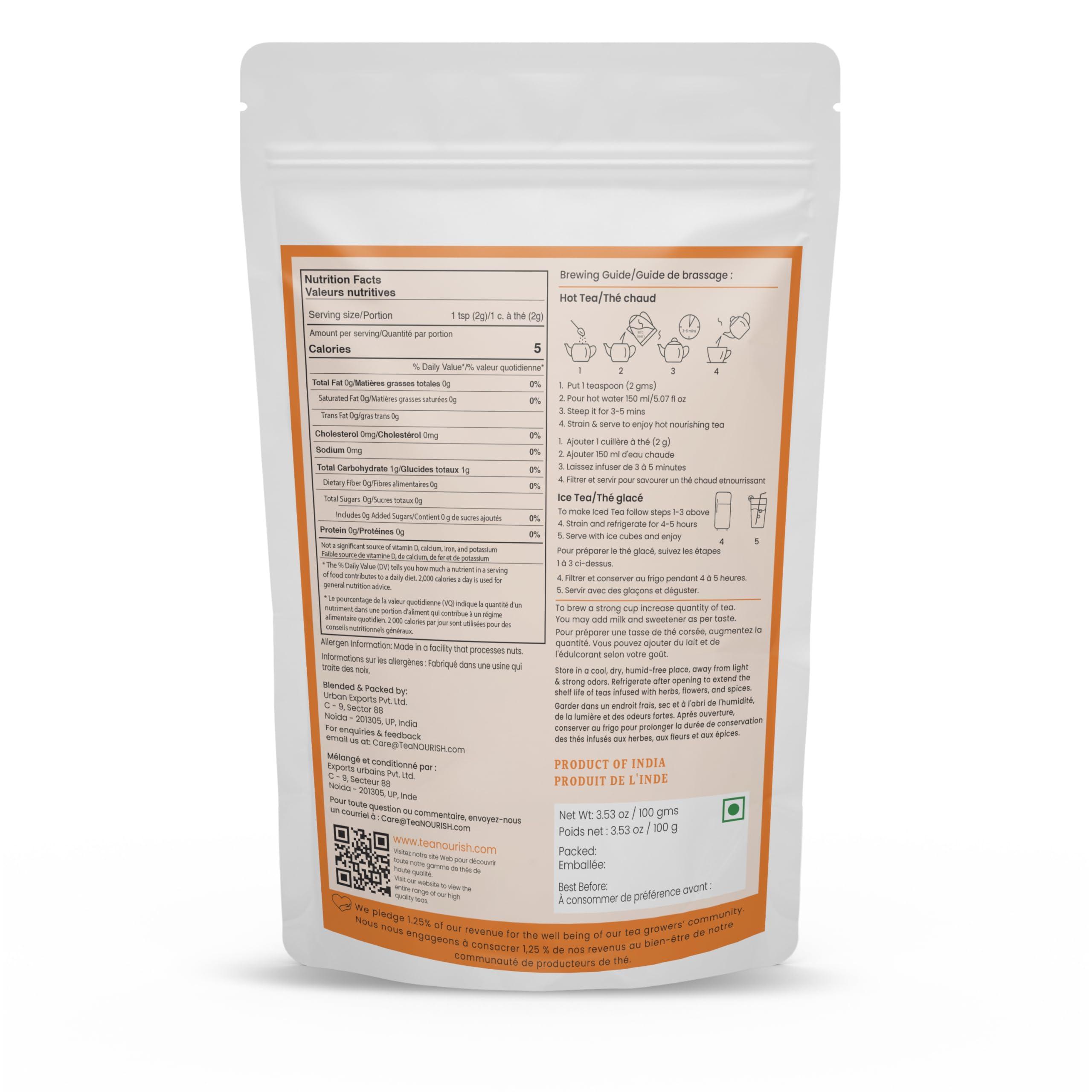 TEANOURISH TeaNOURISH Ginger Masala Chai Tea | Assam CTC Loose Black Tea | Blended with Authentic Indian Spices | Indian Ginger Tea | 100% NATURAL INGREDIENTS - 3.53oz/100g