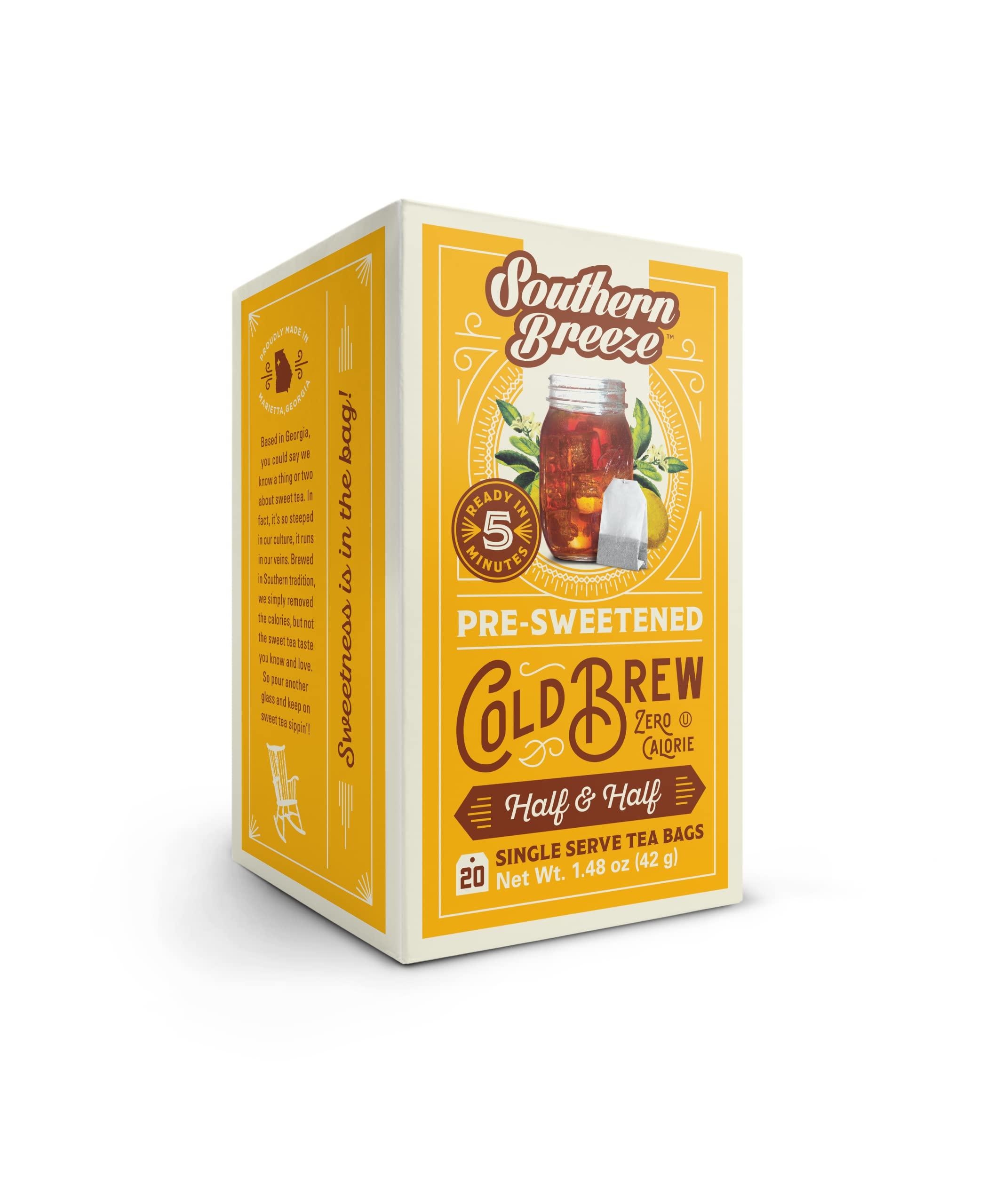 Southern Breeze Southern Breeze Cold Brew Sweet Tea Half & Half Iced Tea with Black Tea and Zero Carbs Zero Sugar, 20 Individually Wrapped Tea Bags Southern Sweet Tea Iced Tea Beverage