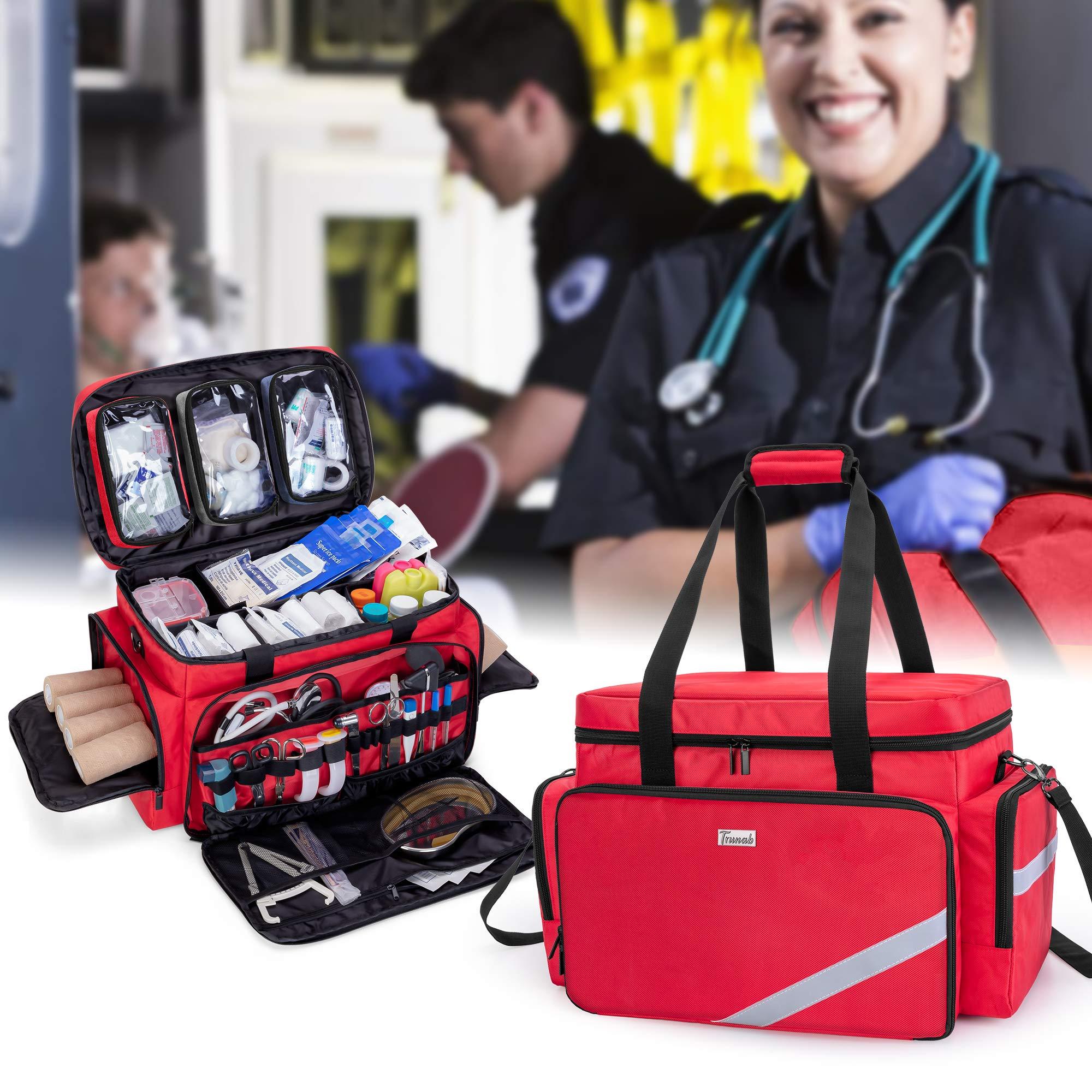 Trunab Trunab First Aid Bag Empty, Professional Medical Bag Emergency Responder Trauma Bag with Inner Dividers and No-Slip Bottom, Ideal for EMT, EMS, Paramedics, Bag ONLY