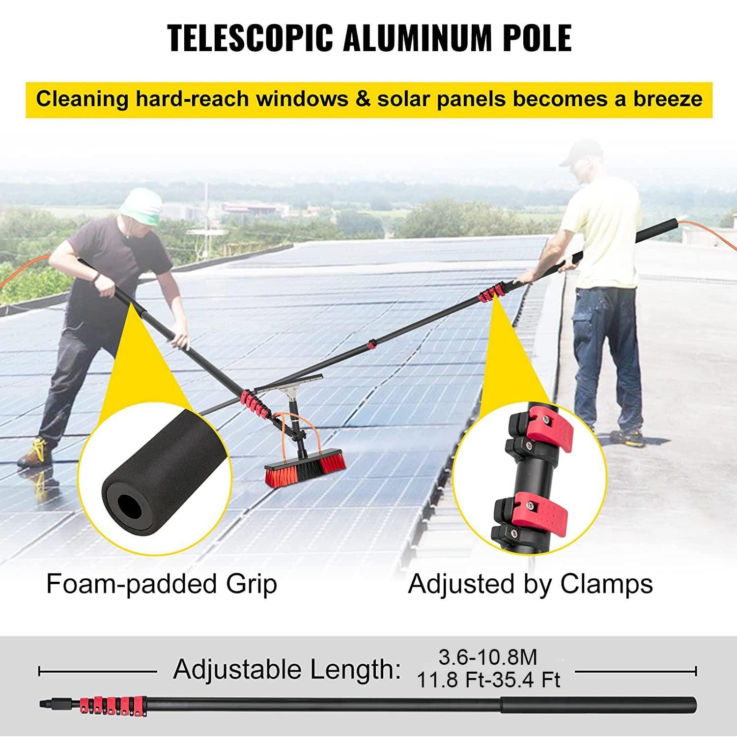 OUSIKA OUSIKA Window Cleaning Poles,Water Fed Pole Kit, 30Ft Length Water Fed Brush W/Squeegee, 9M Water Fed Cleaning System, 2-in-1 Aluminum Outdoor Window Cleaner, Cleaning Tool for Solar Panel/9M