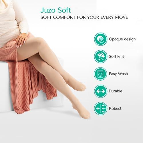 Juzo Juzo Soft 20-30 mmHg Compression Stockings, Pantyhose, Closed Toe | Compression Socks for Moderate Varicosities & Edema, Post-Sclerotherapy, Post-Op | Beige, X-Large (V)