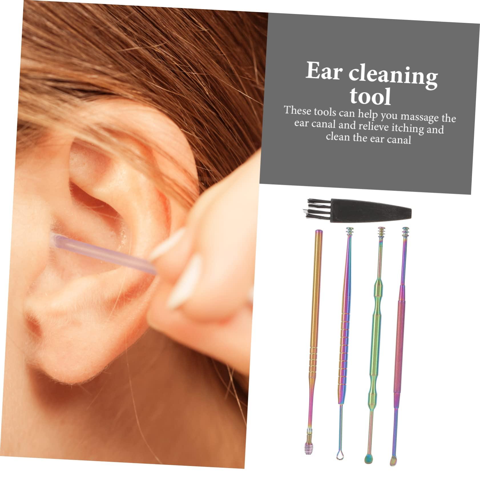 Healvian Healvian 4 Sets Ear Cleaning Set of 5 Electric Scrubber Earwax Removal Drops Piercing Kit Ear Cleaning Kit Headphones Ear Wax Removal for Facial Ear Scoop Ears Stainless Steel