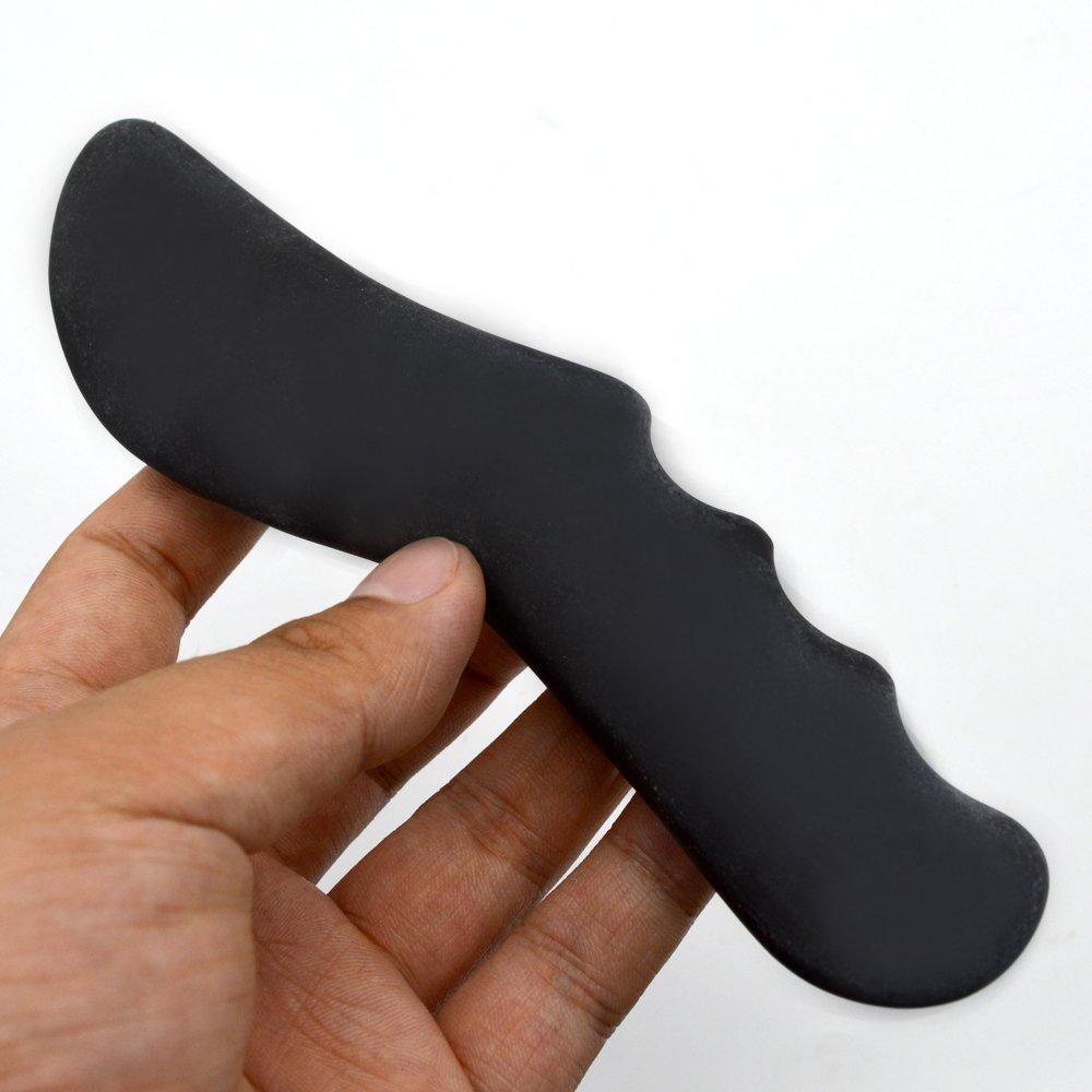 RODEREK Bian Stone Guasha Scraping Massage Tool Natural Water Buffalo Horn Gua Sha Board Helps Reduce Muscle Soreness,Relax Joints(Longer Shape)