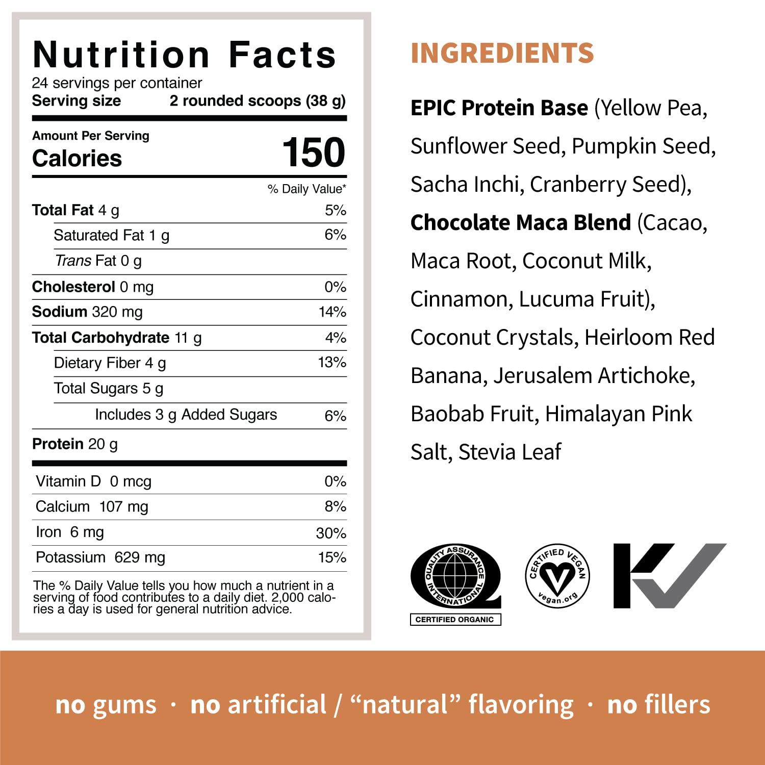 Sprout Living Sprout Living Epic Protein Bundle - Chocolate Maca & Vanilla Lucuma (20g Organic Plant-Based Protein Powder, Vegan, Gluten Free, Superfoods) | 2lb, 24 Servings