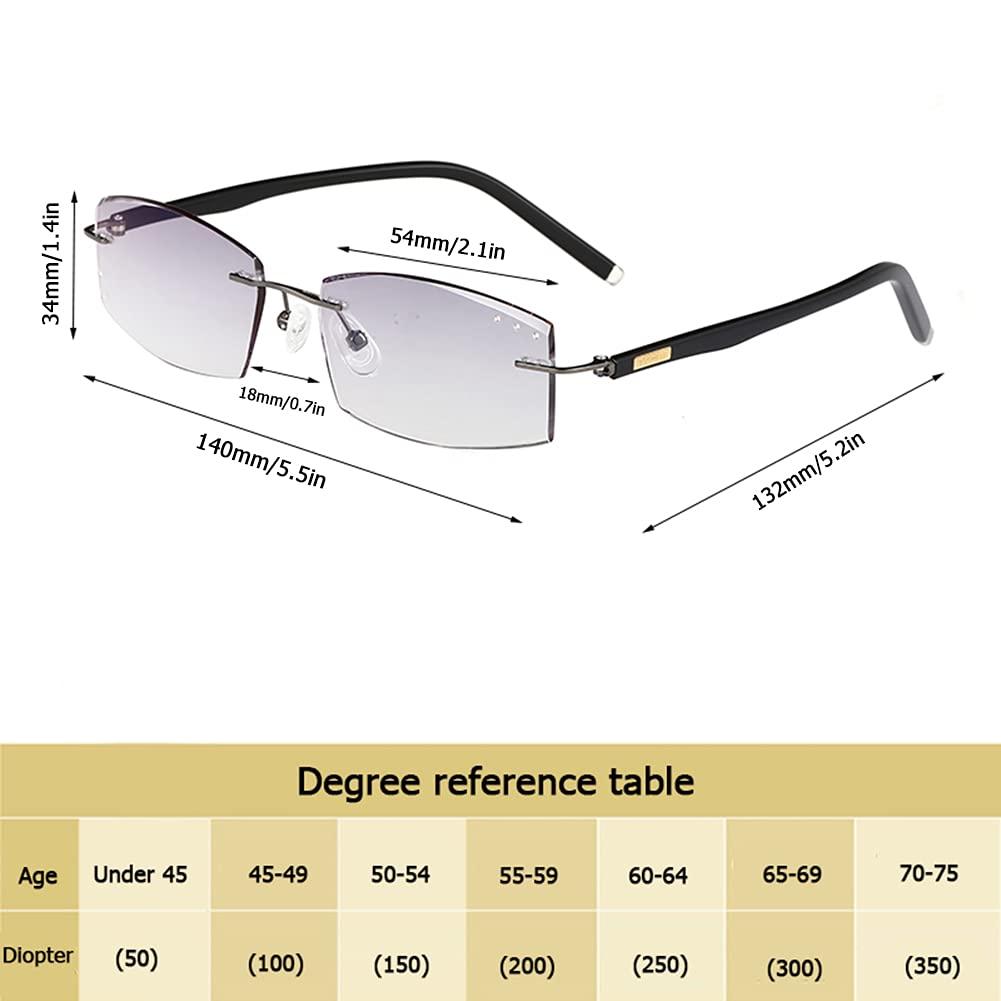 NWB Rimless Reading Glasses Blue Light Blocking for Men,Spring Hinge,Stylish Eyeglasses Anti Eye Strain/Glare/UV
