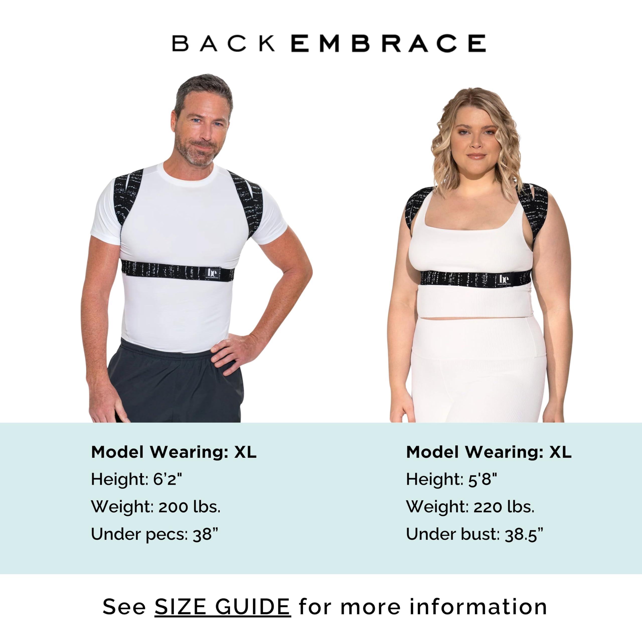 BackEmbrace BackEmbrace Posture Corrector for Women and Men - Made in USA - Slim and Adjustable Shoulder Brace - Back Brace for Back Pain Relief - Black Drizzle Large