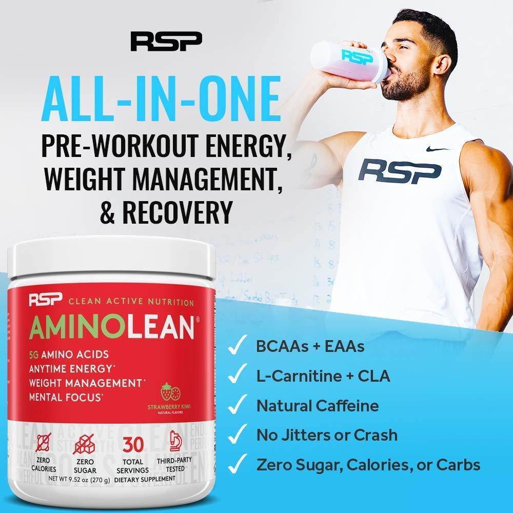 RSP NUTRITION RSP NUTRITION AminoLean Pre Workout Energy (Watermelon 30 Servings) with TrueFit Protein Powder (Vanilla 2 LB)