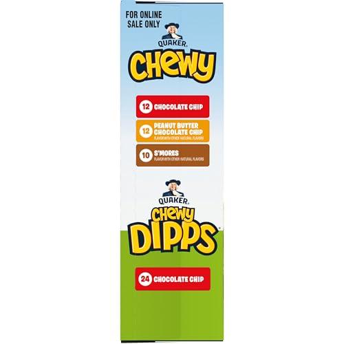 Quaker Quaker Chewy Granola Bars, Chewy & Dipps 4 Flavor Variety Pack, 58 Pack, Chocolate Chip, Peanut Butter Chocolate Chip, Smores flavors