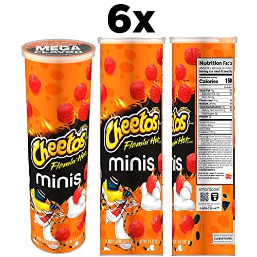 Cheetos Cheetos Minis Canisters, Flamin\' Hot, 3.625 Ounce (Pack of 6)