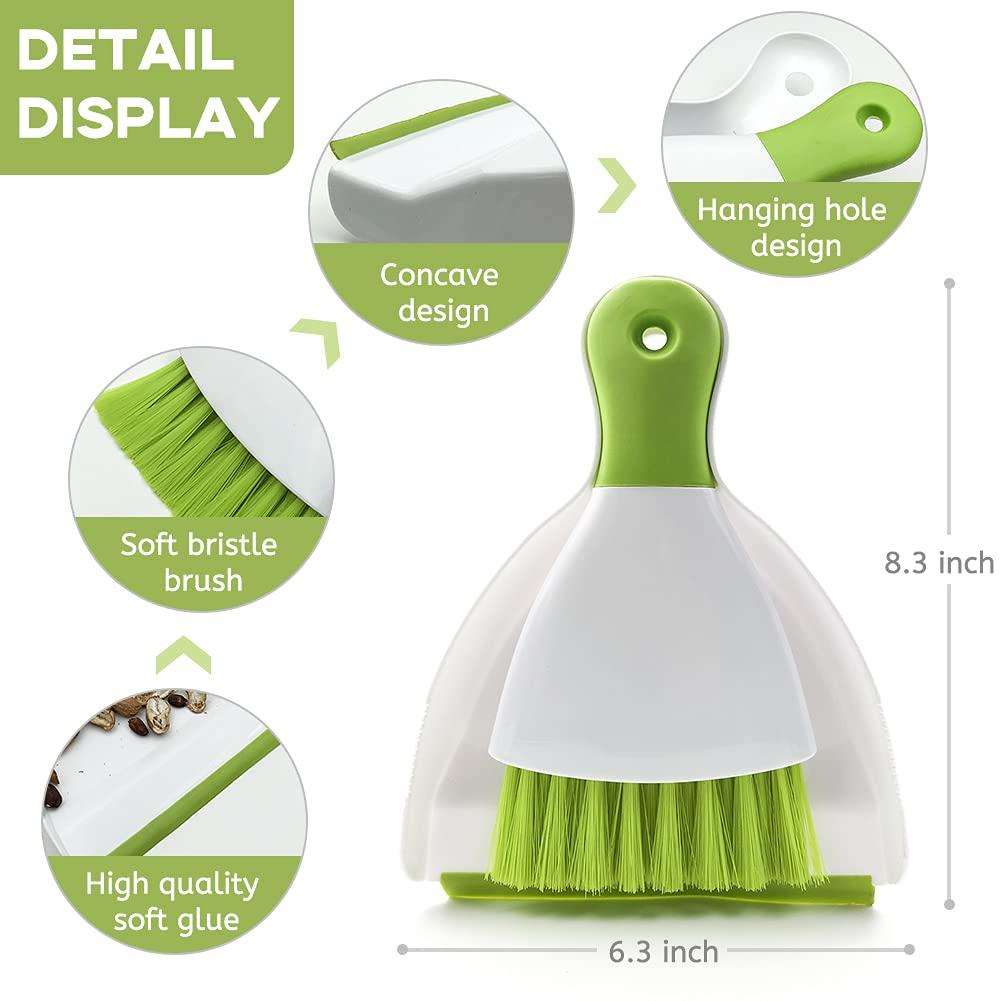 WDDBHSKN Dust pan Broom Brush Dustpan - Small Broom and Dustpan Set,Mini Broom and Dustpan,Small Dustpan and Brush Set for Home Cleaning, Sofa, Desk, Guinea Pig Cage, Cat Litter etc.Light Green