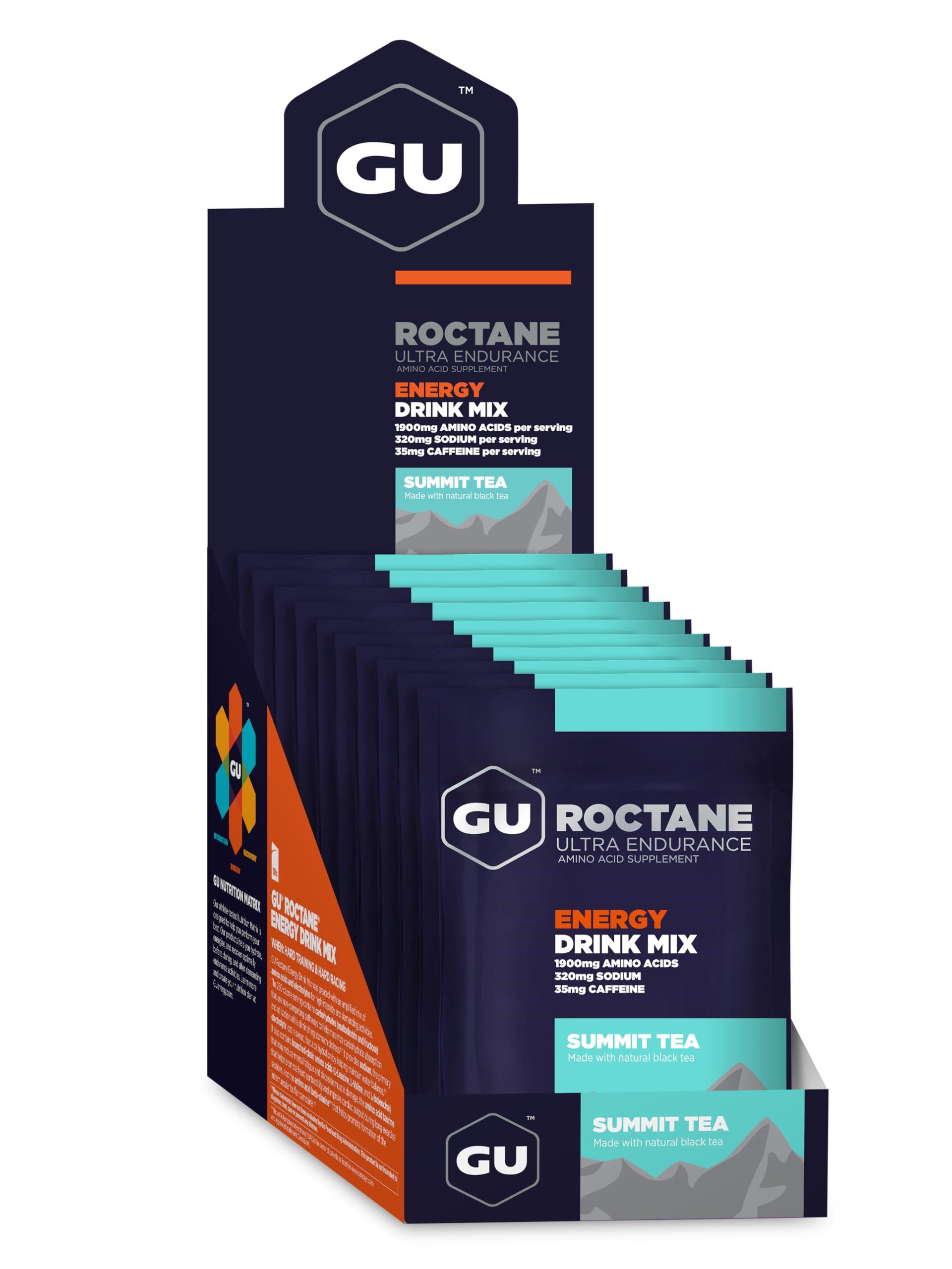 GU Energy GU Energy Roctane Ultra Endurance Energy Drink Mix, Vegan, Gluten-Free, Kosher, and Dairy-Free n-the-Go Energy for Any Workout, 10 Single-Serving Packets, Summit Tea