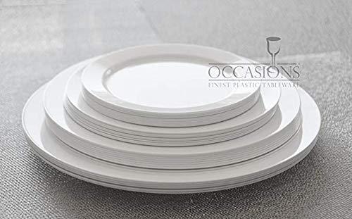 OCCASIONS FINEST PLASTIC TABLEWARE \" OCCASIONS \" 60 Plates Pack, Heavyweight Disposable Wedding Party Plastic Plates (10.5\'\' Dinner Plate, Plain White)