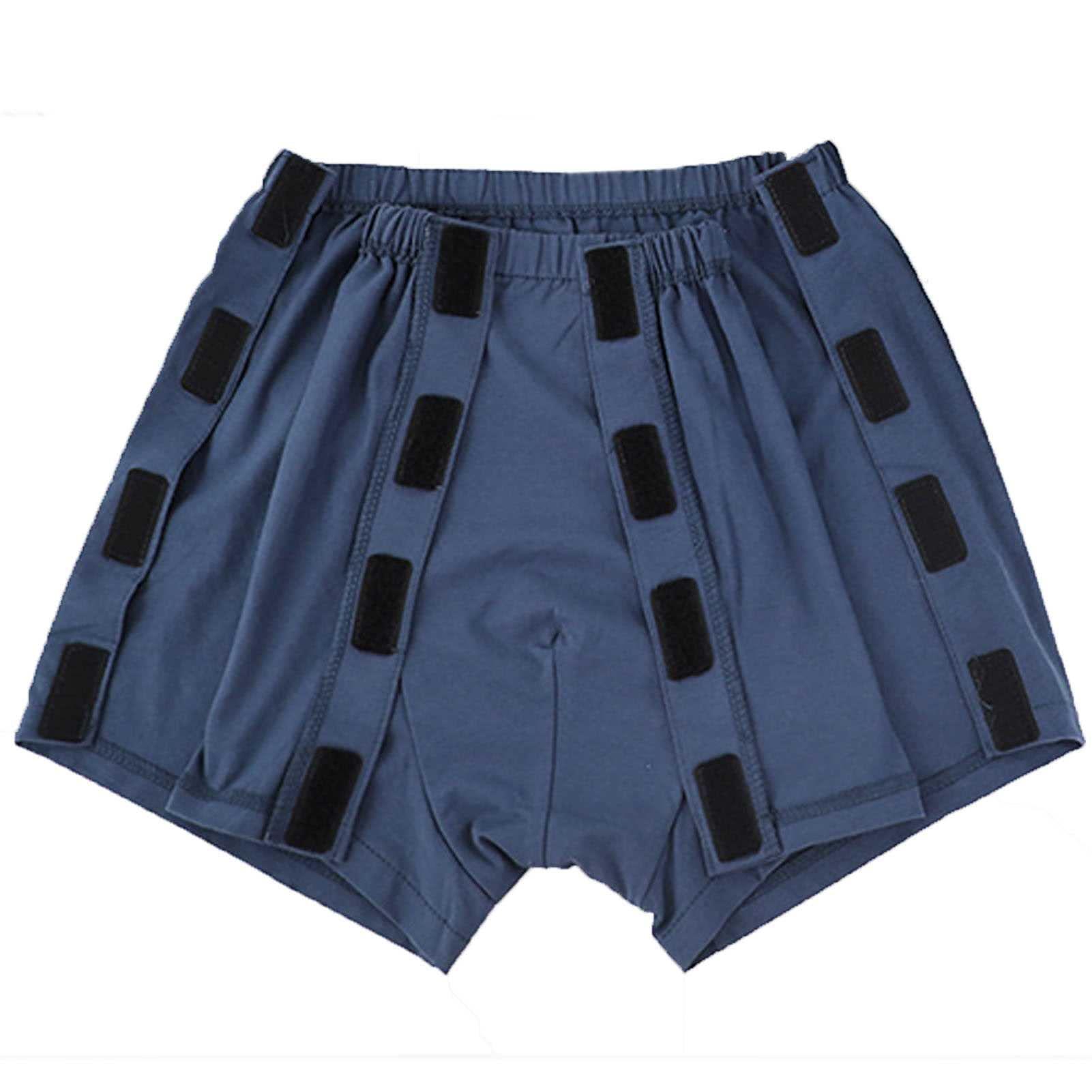 PFHKTO US Tearaway Nursing Underwear for Men Post Surgery Stick & Hook Boxer Disability Elderly Easy to Wear Off(Blue,L/Large)