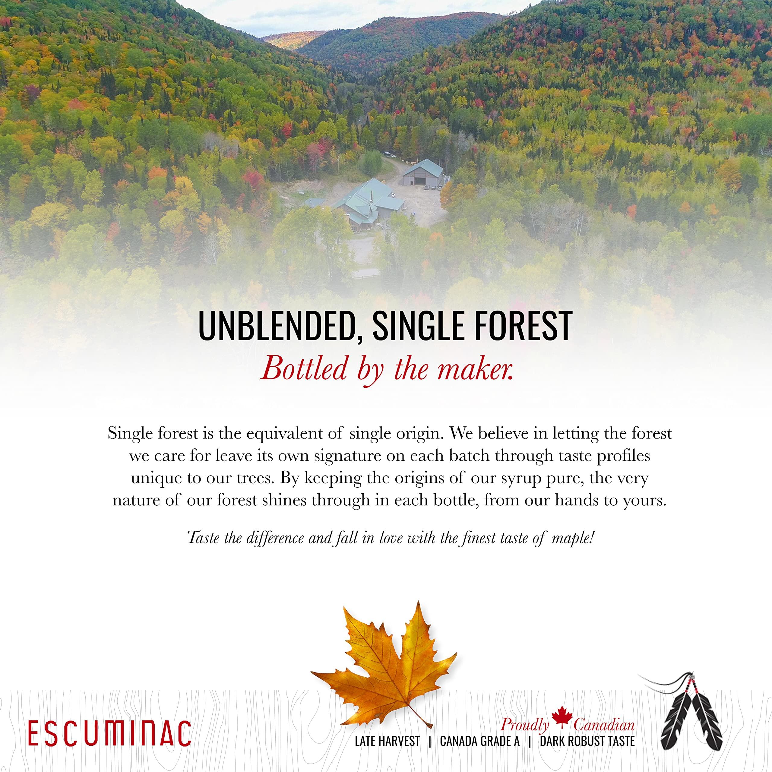 Escuminac Escuminac Late Harvest, Organic Maple Syrup - Canada Grade A 16.9 fl oz - Dark Robust Taste - Authentic & Pure Canadian Maple Syrup - Great Gift