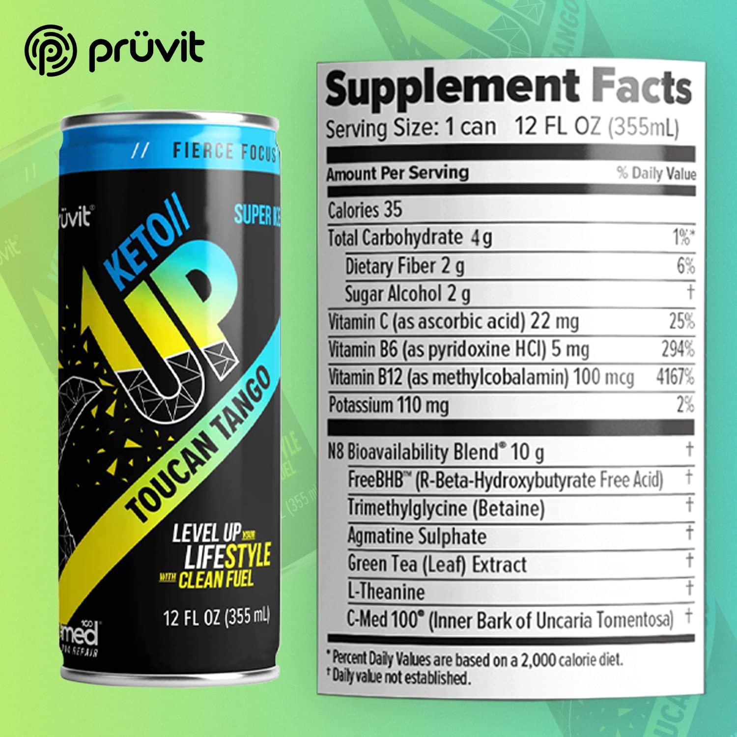 PRÜVIT The Toucan Tango Keto//Up® Drink – Ready-to-Drink Ketones for Focus for Men and Women - 12 Pack