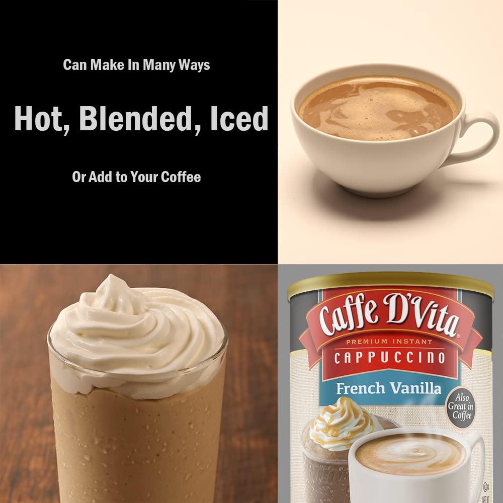 Caffe D'Vita Caffe DVita French Vanilla Cappuccino Mix - Instant Cappuccino Mix, French Vanilla Instant Coffee, Gluten Free, No Cholesterol, No Hydrogenated Oils, 99% Caffeine Free - 1 Lb Can