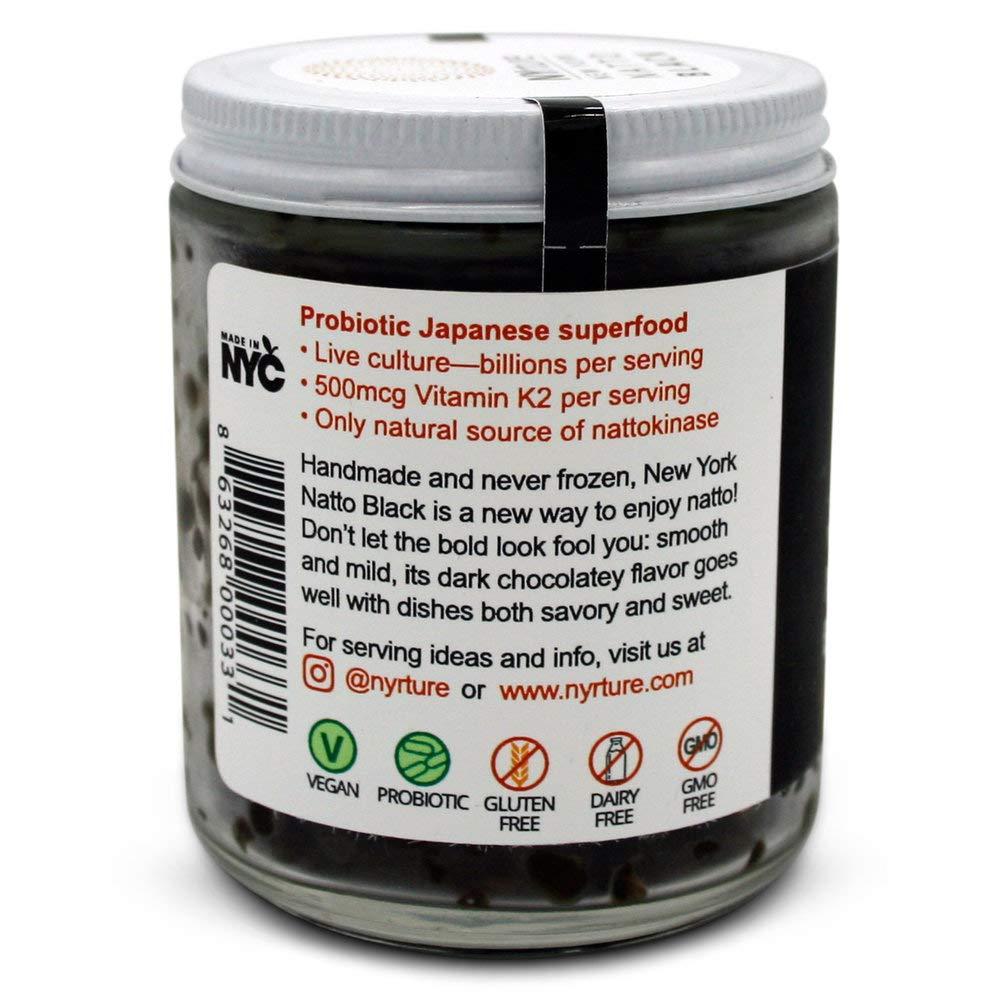 NYrture New York Natto Black - Japanese Probiotic Superfood made fresh in NYC - Non-GMO - 4 jars, 8 ounces (220 grams) per jar