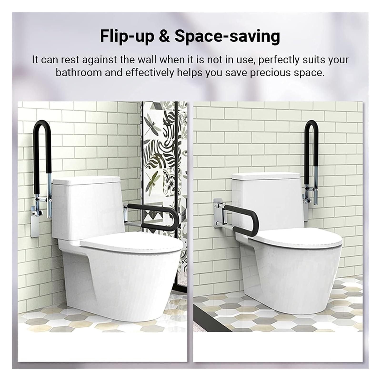 TiStm Grab Bar Bathroom Toilet Frames for The Elderly, Bathroom Bar Handle Flip-up Screw-in Toilet Rail Hand Grip Home Equipment for Elderly Bar (Color : Colorful Chrysanthemum, Size : 60 * 6 * 20cm)