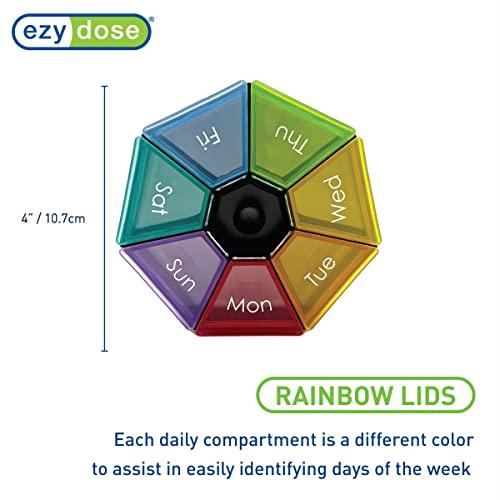EZY DOSE EZY DOSE Weekly Pill Organizer and Planner, Travel Pill Planner, 7-Sided, Rainbow Colors