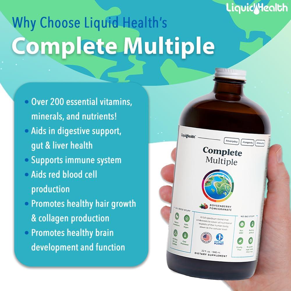 LIQUIDHEALTH LIQUIDHEALTH Complete Multiple & Prenatal/Postnatal Multiple Liquid Vitamin Bundle - Adult Daily Multivitamins for Men & Women, Immune Support, Pregnancy Vitamins for Mom & Baby - Vegan, Whole Foods