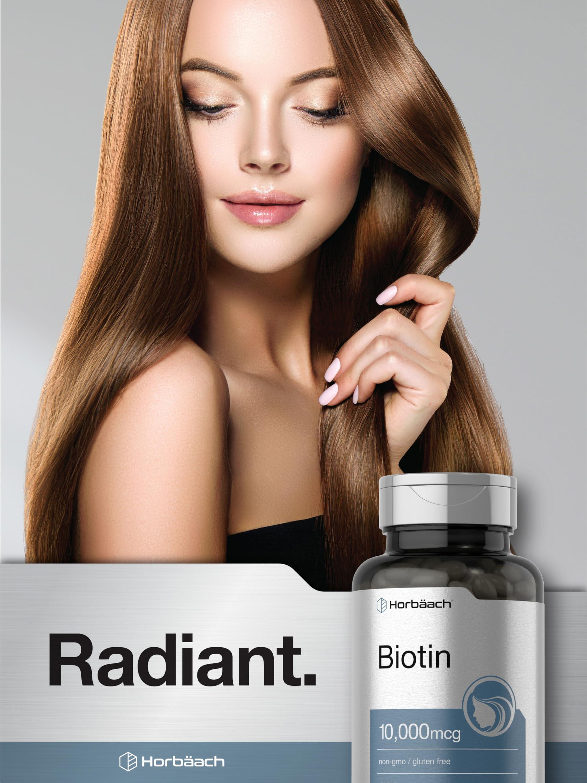 Horbach Horbaach Biotin 10000 mcg | 200 Softgels | Vitamin B7 Supplement | Non-GMO & Gluten Free