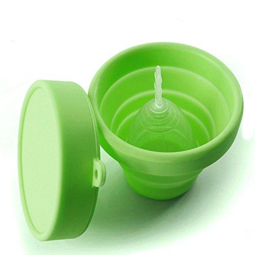 LUCKY CLOVER Menstrual Cup Sterilizer Cleaner, LUCKY CLOVER Collapsible Silicone Cup Foldable Sterilizing Cup for Menstrual Cups and Storing Your Diva Cup - Foldable for Travel(Green)