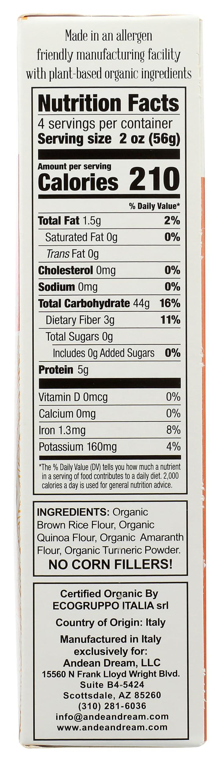 Andean Dream ANDEAN DREAM Organic Turmeric Quinoa Penne Pasta, 8 OZ