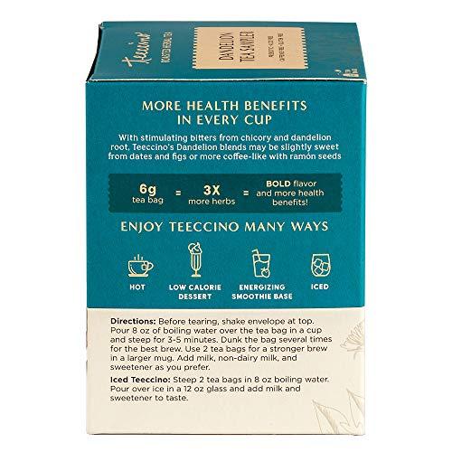 Teeccino Teeccino Herbal Tea Sampler & Dandelion Tea Sampler Rich & Roasted Herbal Tea Thats Caffeine Free & Prebiotic for Natural Energy, 12 Tea Bags (Variety Pack of 2)
