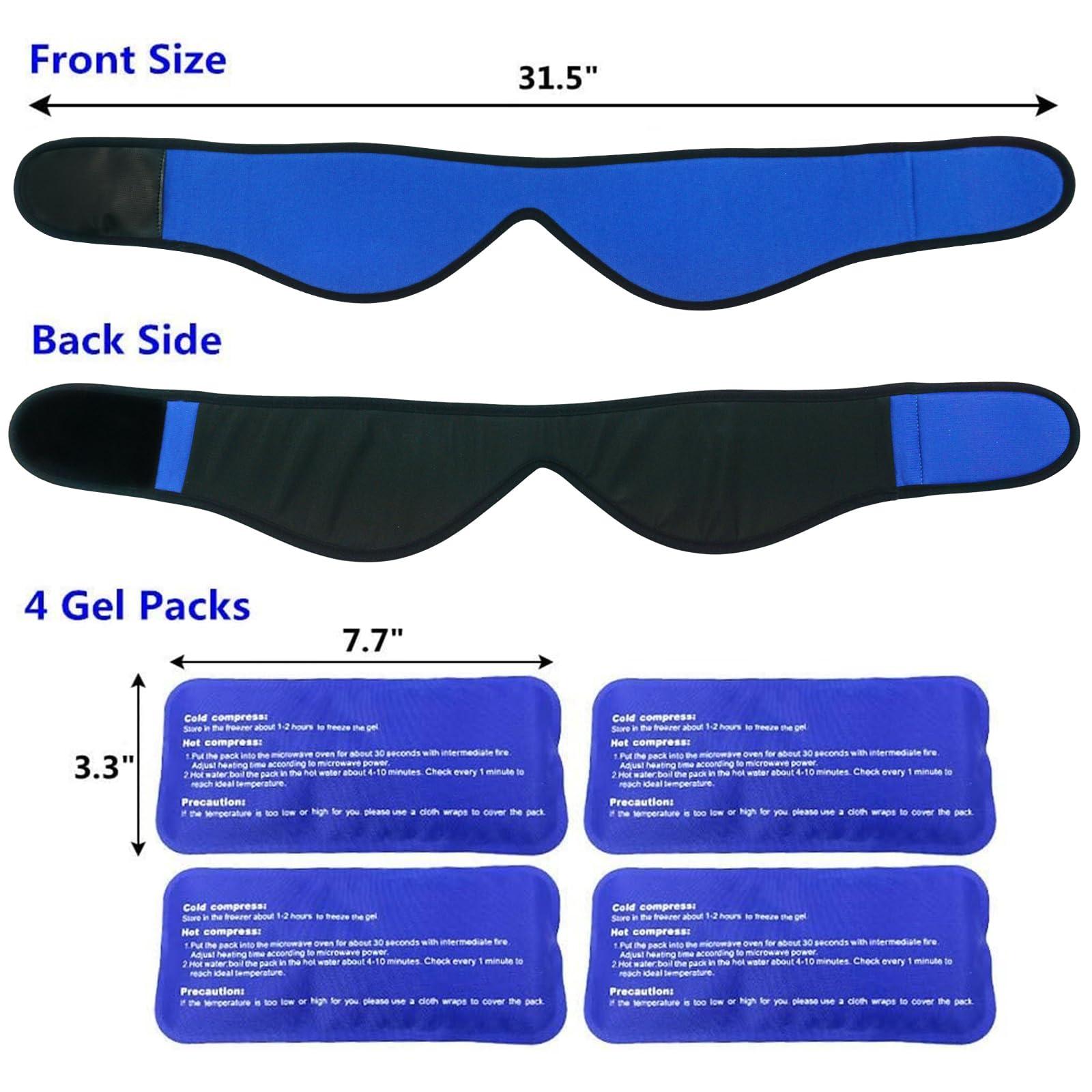 WORLD-BIO Face Ice Pack Wrap for TMJ, Wisdom Teeth, WORLD-BIO Jaw Wrap with 4 Reusable Hot Cold Therapy Gel Packs for Head, Chin, Oral and Facial Surgery, Pain Relief for Swelling, Injuries, Dental Implants